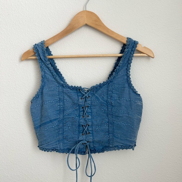 Japna Tops - Japna Lace Up Corset Style Tank Top - Medium